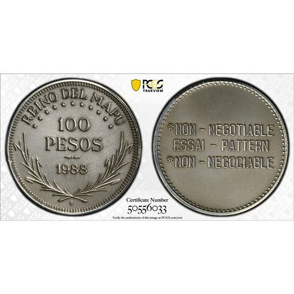 ARAUCANIA AND PATAGONIA: Felipe I, 1952-2014, 100 pesos, 1988, PCGS Specimen 63