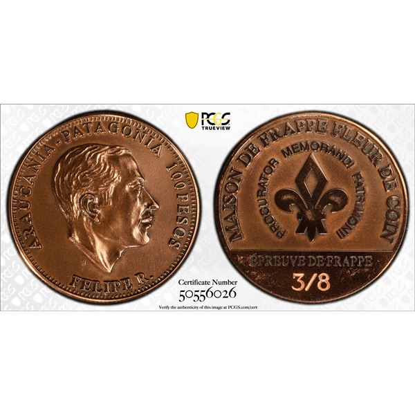 ARAUCANIA AND PATAGONIA: Felipe I, 1952-2014, 100 pesos, ND (1988), PCGS Specimen 63 RB