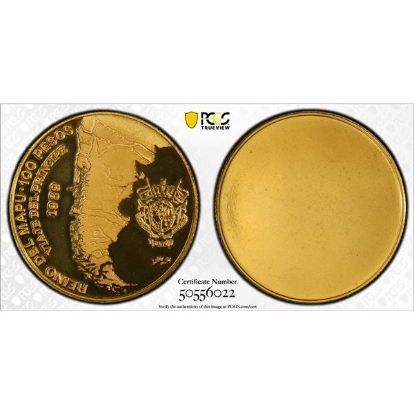 ARAUCANIA AND PATAGONIA: Felipe I, 1952-2014, 100 pesos, 1989, PCGS Specimen 67