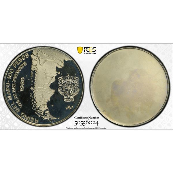 ARAUCANIA AND PATAGONIA: Felipe I, 1952-2014, 100 pesos, 1989, PCGS Specimen 67