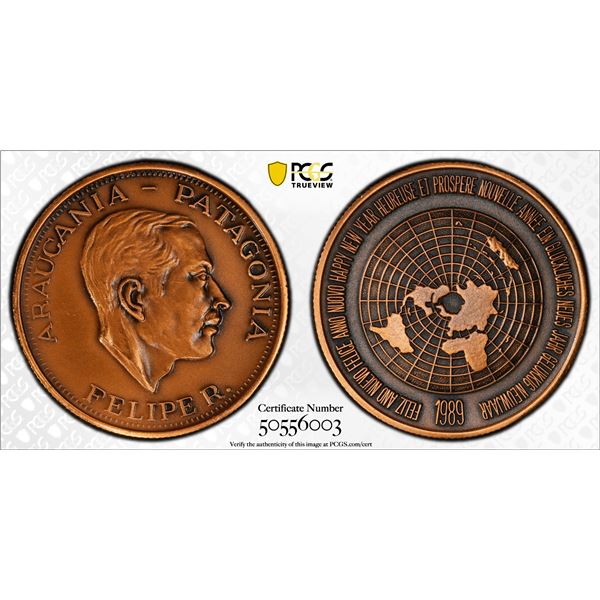 ARAUCANIA AND PATAGONIA: Felipe I, 1952-2014, 1 soberano, 1989, PCGS Specimen 64