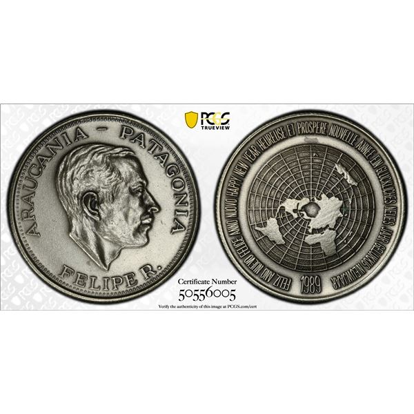 ARAUCANIA AND PATAGONIA: Felipe I, 1952-2014, 1 soberano, 1989, PCGS Specimen 63
