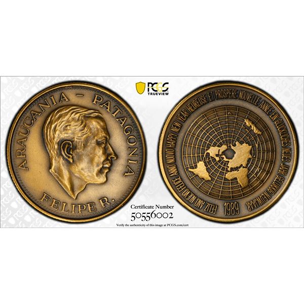 ARAUCANIA AND PATAGONIA: Felipe I, 1952-2014, 1 soberano, 1989, PCGS Specimen 63
