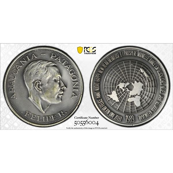 ARAUCANIA AND PATAGONIA: Felipe I, 1952-2014, 1 soberano, 1989, PCGS Specimen 63