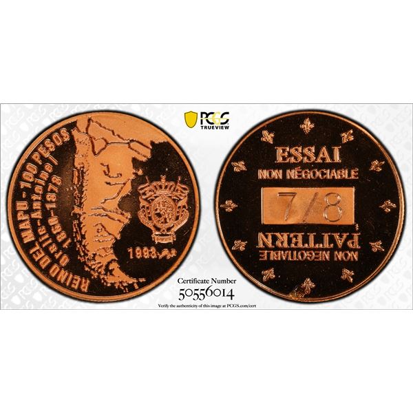 ARAUCANIA AND PATAGONIA: Felipe I, 1952-2014, 100 pesos, 1993, PCGS UNC details