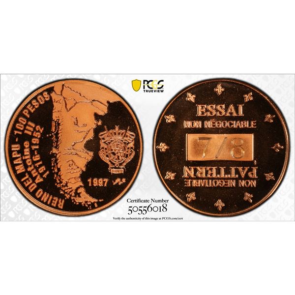 ARAUCANIA AND PATAGONIA: Felipe I, 1952-2014, 100 pesos, 1997, PCGS Specimen 69 RD