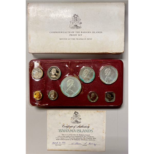 BAHAMAS: Elizabeth II, 1952-2022, 9-piece proof set, 1972, Proof