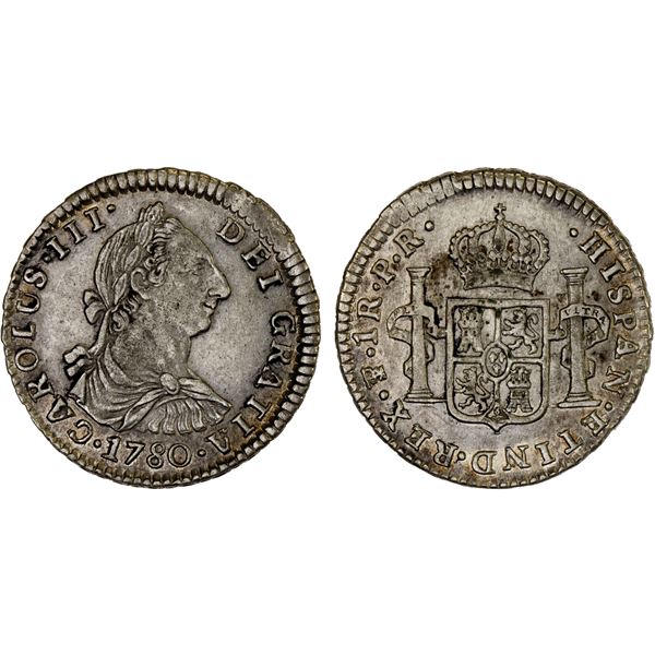 BOLIVIA: Carlos III, 1759-1788, AR real, Potosí, 1780-PTS, VF-XF