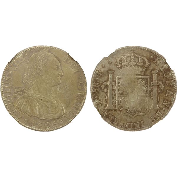 BOLIVIA: Carlos IV, 1788-1808, AR 8 reales, Potosí, 1805-PTS, NGC AU53
