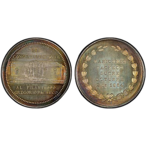 BOLIVIA: AR medal, 1884, PCGS MS65