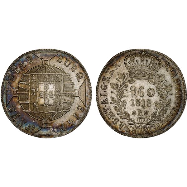 BRAZIL: Joao VI, 1818-1822, AR 960 reis, 1818-R, XF