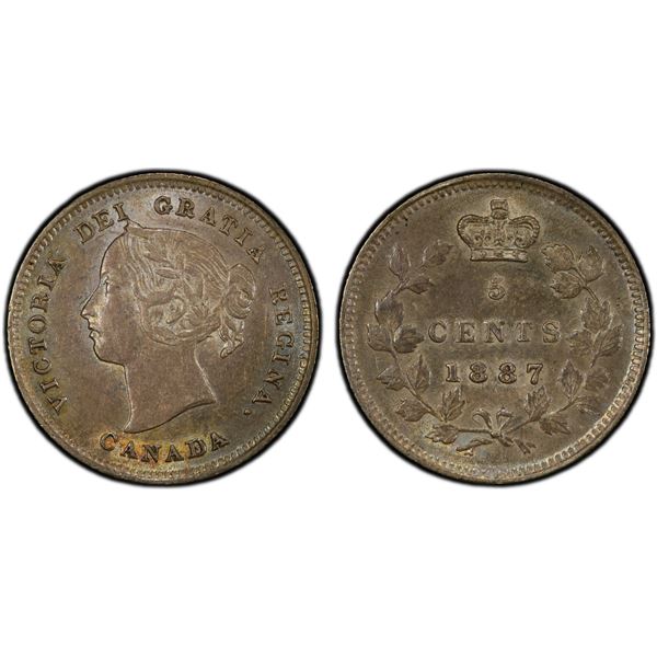 CANADA: Victoria, 1858-1901, AR 5 cents, 1887, PCGS AU58