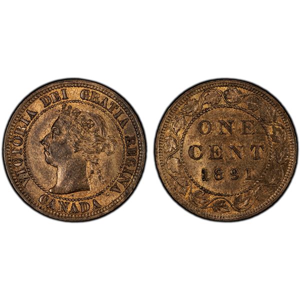 CANADA: Victoria, 1858-1901, AE cent, 1891, PCGS MS63 RB