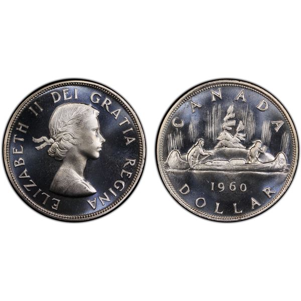 CANADA: Elizabeth II, 1952-2022, AR dollar, 1960, PCGS ProofLike Unc 67