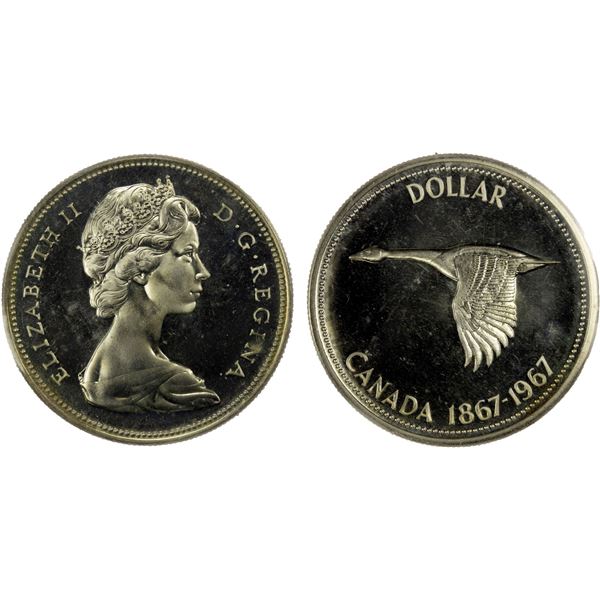 CANADA: Elizabeth II, 1952-2022, AR dollar, 1967, Specimen 67 Heavy Cameo