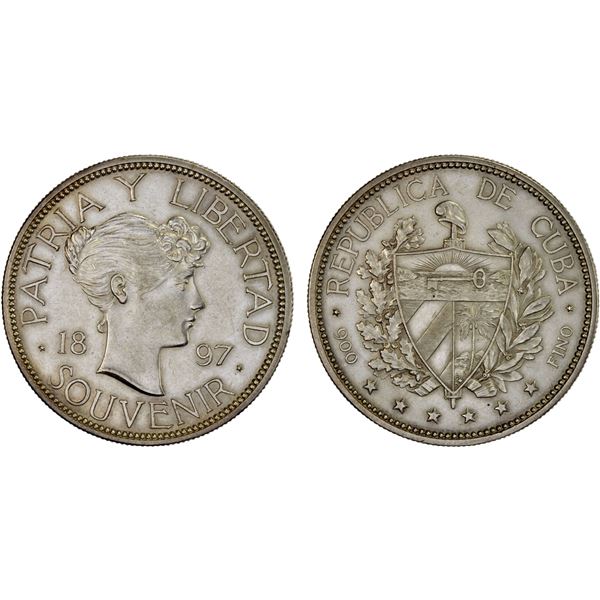 CUBA: AR souvenir peso, 1897, XF