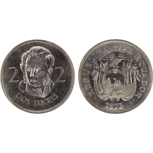 ECUADOR: Republic, 2 sucres, 1973, PCGS MS64