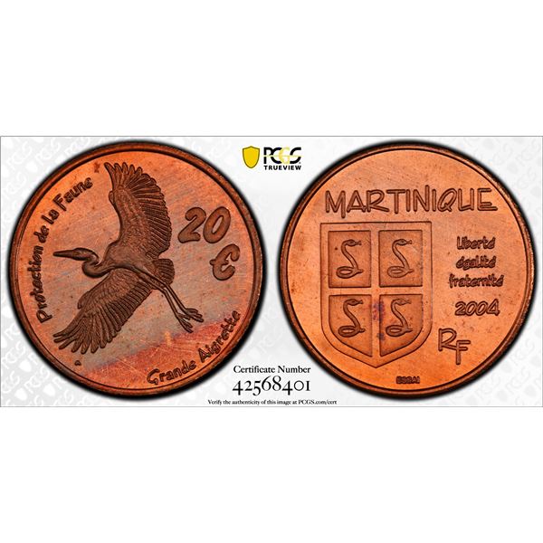 MARTINIQUE: Fantasy Issues, AE 20 euro, 2004, PCGS MS66 RD