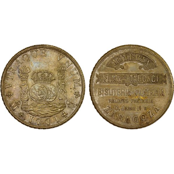 MEXICO: Zaragoza, token (25.91g), "1771-Mo", XF