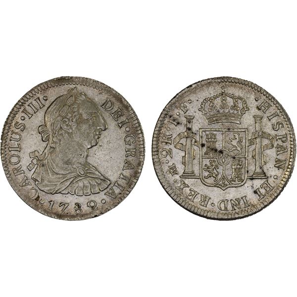 MEXICO: Carlos III, 1759-1788, AR 2 reales, 1782-Mo, XF-AU