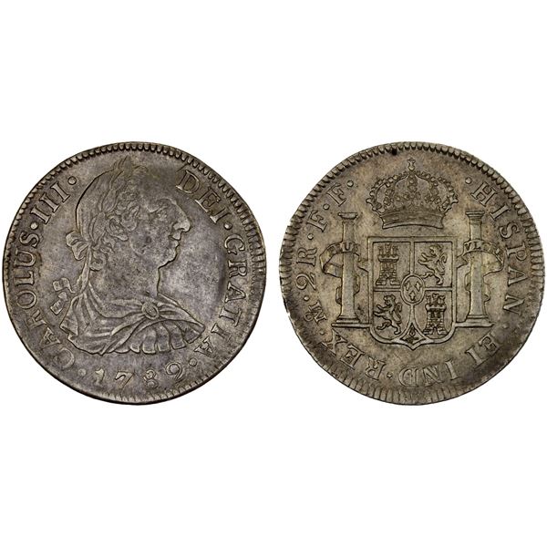 MEXICO: Carlos III, 1759-1788, AR 2 reales, 1782-Mo, XF