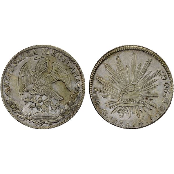 MEXICO: Republic, AR 8 reales, 1835-Go, XF
