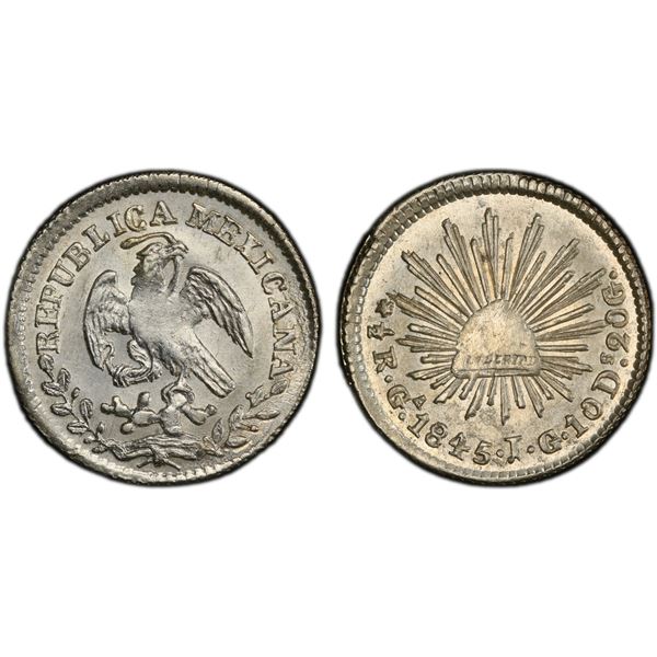 MEXICO: Republic, AR 1/2 real, 1854-Ga, PCGS MS64