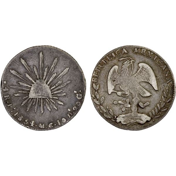 MEXICO: Republic, AR 4 reales, 1854-Pi, Fine