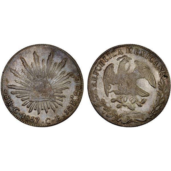 MEXICO: Republic, AR 8 reales, 1857-C, XF