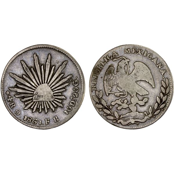 MEXICO: Republic, AR 4 reales, 1861-O, VG