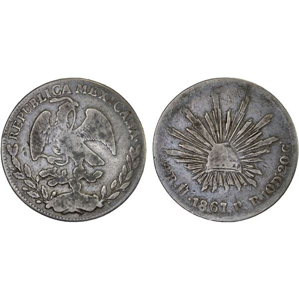 MEXICO: Republic, AR 4 reales, 1867/1-Ho, VG