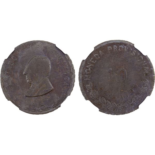 MEXICO: Revolutionary Issue, AE 10 centavos, Oaxaca, 1915, NGC MS63 BN