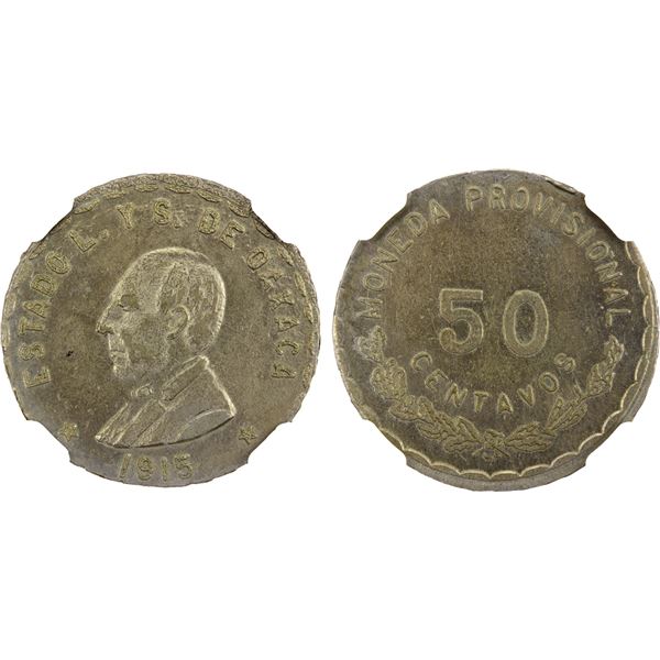 MEXICO: Revolutionary Issue, AR 50 centavos, Oaxaca, 1915, NGC MS62