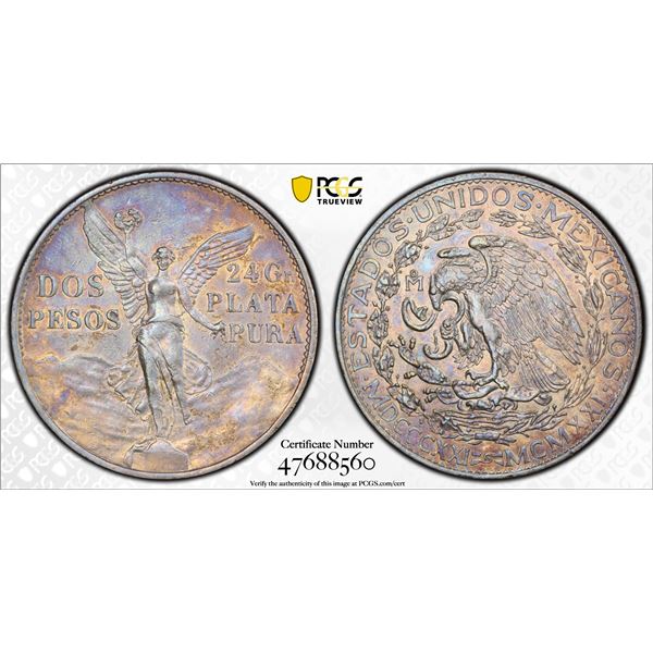MEXICO: Estados Unidos, AR 2 pesos, 1921-Mo, PCGS AU details