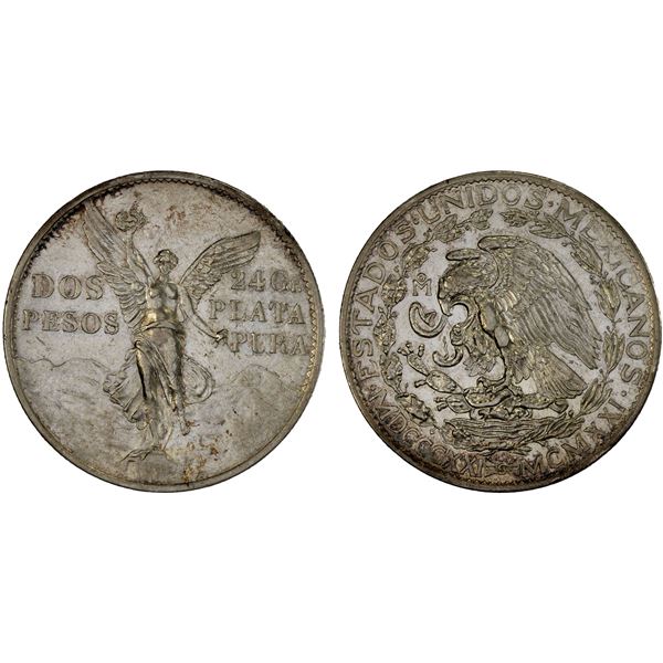 MEXICO: Estados Unidos, AR 2 pesos, 1921, XF