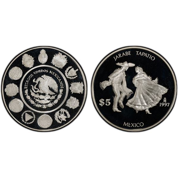 MEXICO: Estados Unidos, AR 5 pesos, 1997, PCGS PF68 Deep Cameo