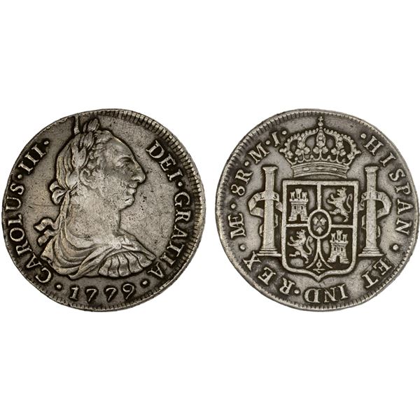 PERU: Carlos III, 1759-1788, AR 8 reales, 1779-LIMAE, VF