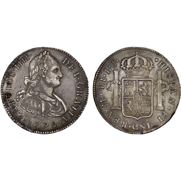 PERU: Carlos IV, 1788-1808, AR 4 reales, 1792-LIMAE, VF-XF