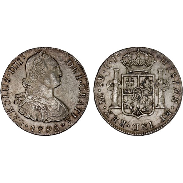 PERU: Carlos IV, 1788-1808, AR 8 reales, 1795-LIMAE, XF