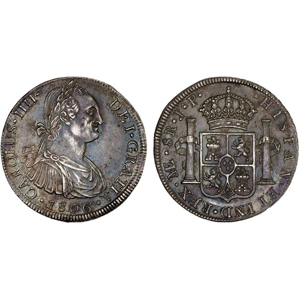 PERU: Carlos IV, 1788-1808, AR 8 reales, 1806-LIMAE, AU