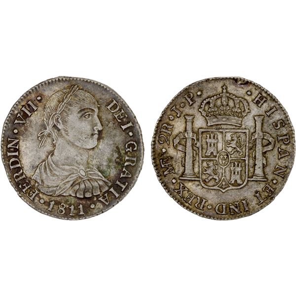 PERU: Fernando VII, 1808-1822, AR 2 reales, 1811-LIMAE, XF