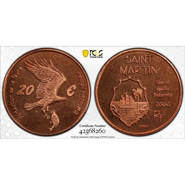 ST. MARTIN: Fantasy Issues, AE 20 euro, 2004, PCGS MS67 RD