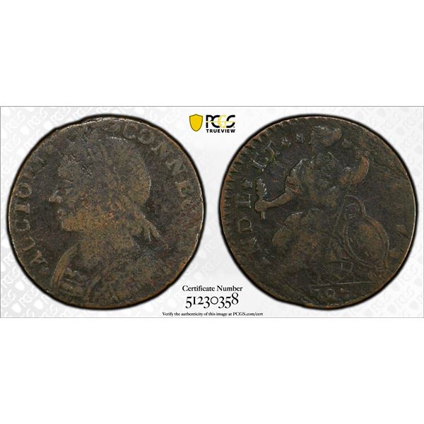 UNITED STATES: AE halfpenny, 1787, PCGS Fine details