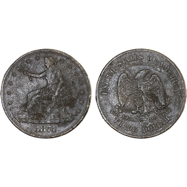 UNITED STATES: AR trade dollar, 1874-S, Good