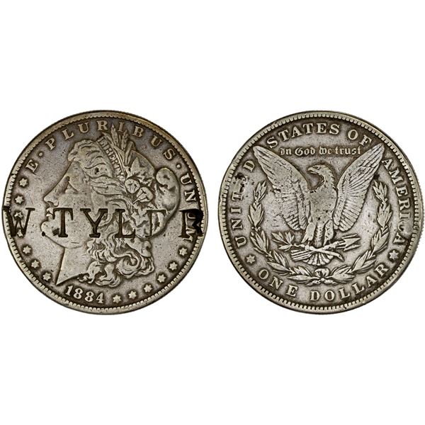 UNITED STATES: AR counterstamped dollar, ND (1884), Fine