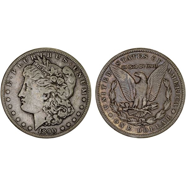 UNITED STATES: AR dollar, 1890-CC, F-VF