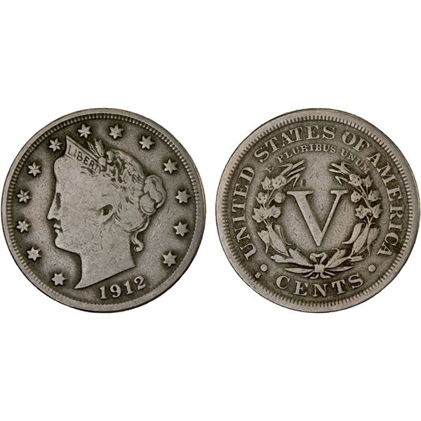 UNITED STATES: AR nickel, 1912-S, Fine