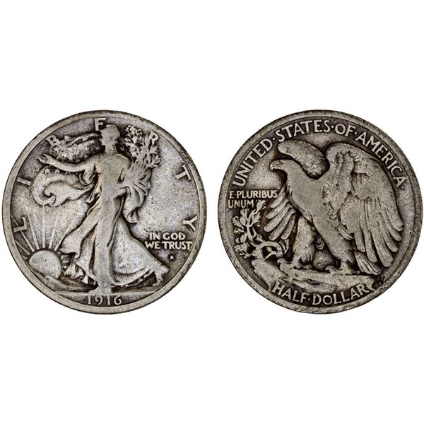 UNITED STATES: AR half dollar, 1916-S, VG-F