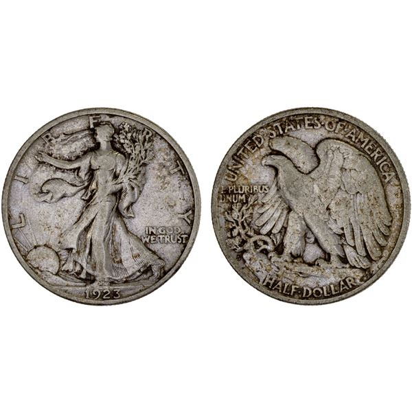 UNITED STATES: AR half dollar, 1923-S, F-VF