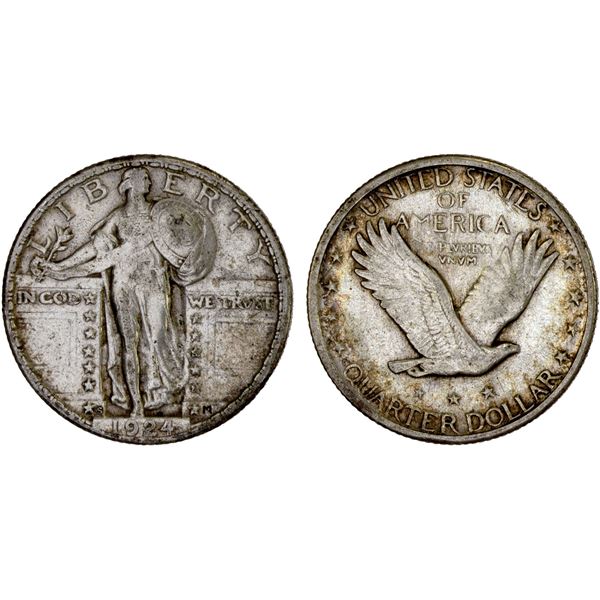 UNITED STATES: AR quarter, 1924-S, XF